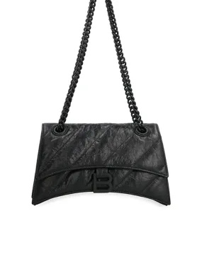 Crush Small Chain Shoulder Bag Quilted in Black
