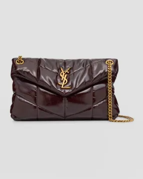 Lou Puffer Small YSL Shoulder Bag in Quilted Smooth Leather