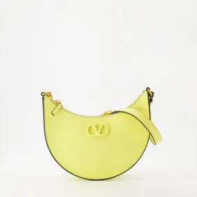 Yellow Leather Hobo Bag with VLogo